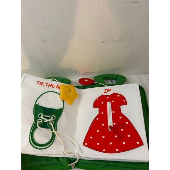 De moca Quiet travel book learning toy zipper green vintage - Picture 5 of 9